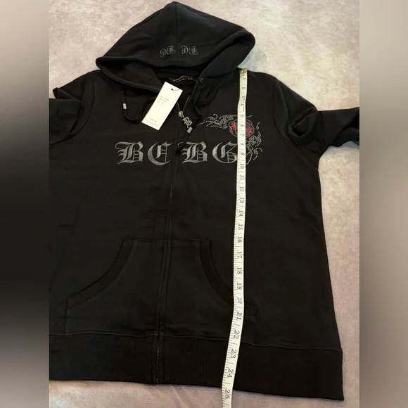 BCBG Maxazria:XL Black Hoodie and Pants Set with Red Accents 95% Cotton Pockets - Picture 9 of 16